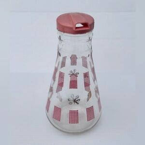 Vintage E-Z Pop Pink Gingham Glass Carafe Mid Century